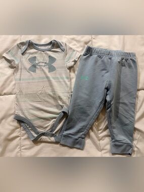 Under Armour Light Blue & White Baby Bodysuit Set